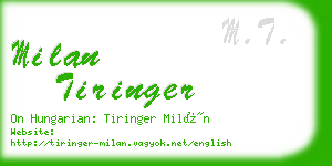 milan tiringer business card